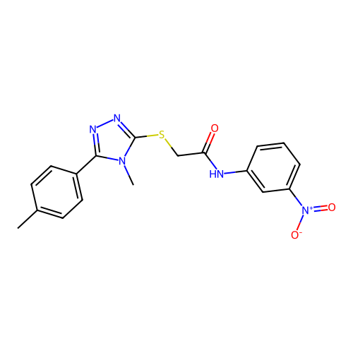 2-[[4-methyl-5-(4-methylphenyl)-1,2,4-triazol-3-yl]sulfanyl]-N-(3-nitrophenyl)acetamide structure