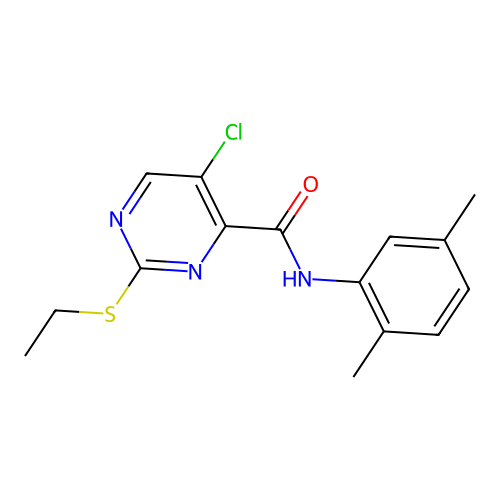 5-chloro-N-(2,5-dimethylphenyl)-2-(ethylsulfanyl)pyrimidine-4-carboxamide structure