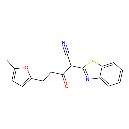 2-(1,3-Benzothiazol-2-yl)-5-(5-methylfuran-2-yl)-3-oxopentanenitrile structure