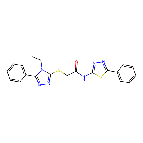 2-[(4-ethyl-5-phenyl-1,2,4-triazol-3-yl)sulfanyl]-N-(5-phenyl-1,3,4-thiadiazol-2-yl)acetamide structure