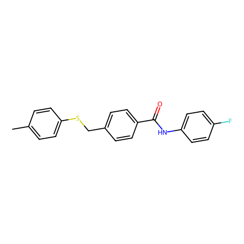 N-(4-Fluorophenyl)-4-((p-tolylthio)methyl)benzamide structure