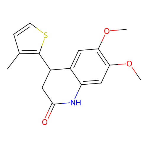 6,7-dimethoxy-4-(3-methylthiophen-2-yl)-3,4-dihydroquinolin-2(1H)-one structure