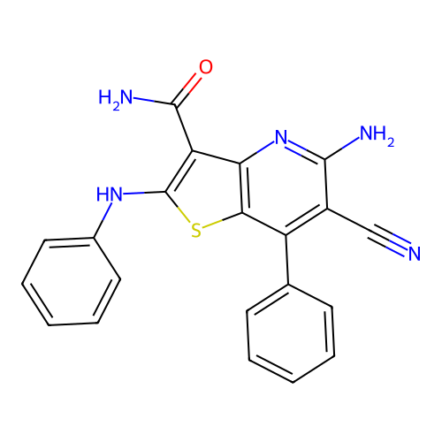 5-Amino-6-cyano-7-phenyl-2-(phenylamino)thieno[3,2-b]pyridine-3-carboxamide structure