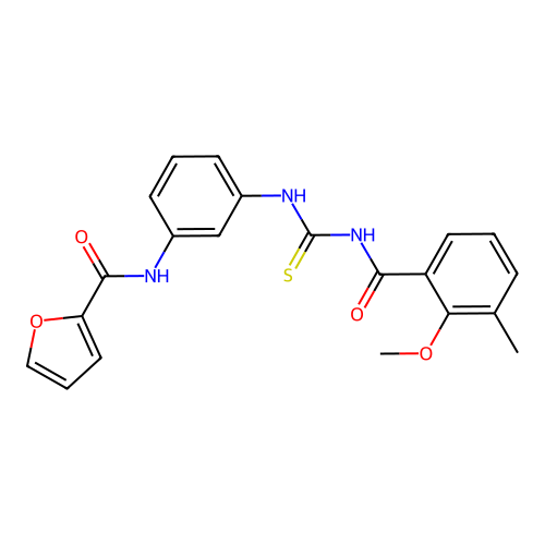 N-[3-[(2-methoxy-3-methylbenzoyl)carbamothioylamino]phenyl]furan-2-carboxamide structure