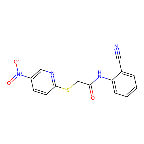 N-(2-cyanophenyl)-2-(5-nitropyridin-2-yl)sulfanylacetamide structure