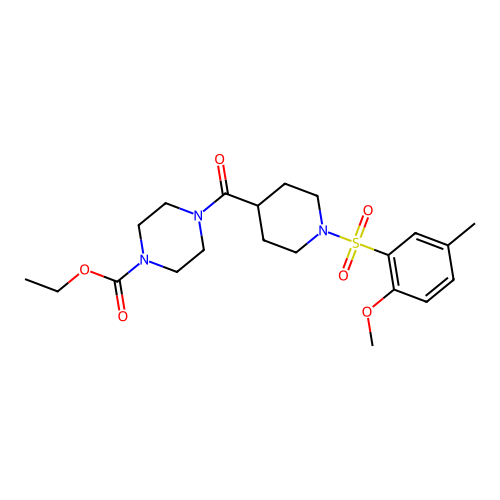 ethyl 4-[1-(2-methoxy-5-methylphenyl)sulfonylpiperidine-4-carbonyl]piperazine-1-carboxylate structure
