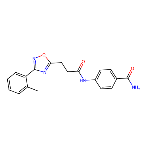 4-[3-[3-(2-Methylphenyl)-1,2,4-oxadiazol-5-yl]propanoylamino]benzamide structure