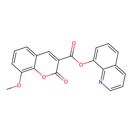 quinolin-8-yl 8-methoxy-2-oxo-2H-chromene-3-carboxylate structure
