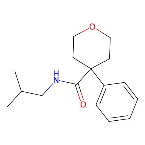 N-(2-methylpropyl)-4-phenyloxane-4-carboxamide structure