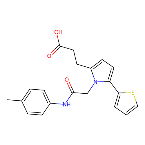 3-[1-{2-[(4-methylphenyl)amino]-2-oxoethyl}-5-(thiophen-2-yl)-1H-pyrrol-2-yl]propanoic acid structure