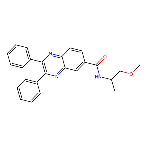 N-(1-methoxypropan-2-yl)-2,3-diphenylquinoxaline-6-carboxamide structure
