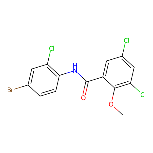 N-(4-bromo-2-chlorophenyl)-3,5-dichloro-2-methoxybenzamide structure