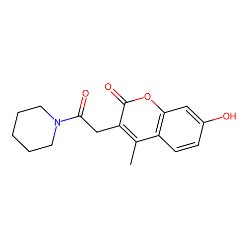7-Hydroxy-4-methyl-3-(2-oxo-2-piperidin-1-ylethyl)chromen-2-one structure