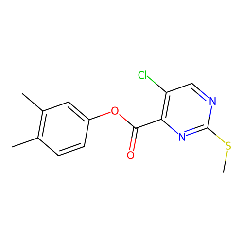 3,4-Dimethylphenyl 5-chloro-2-(methylsulfanyl)pyrimidine-4-carboxylate structure