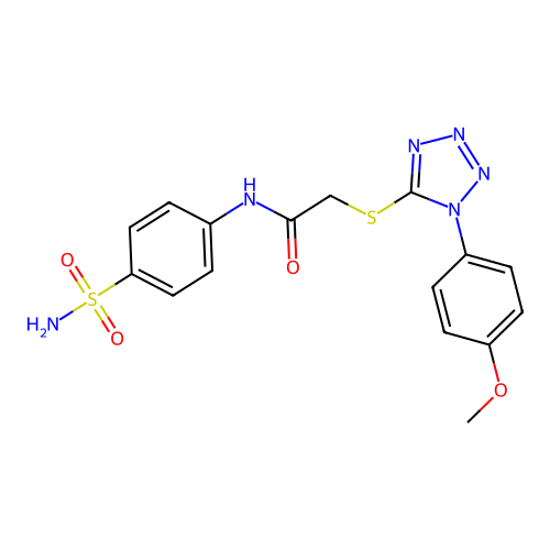 2-((1-(4-methoxyphenyl)-1H-tetrazol-5-yl)thio)-N-(4-sulfamoylphenyl)acetamide structure