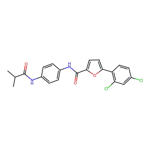 5-(2,4-dichlorophenyl)-N-[4-(2-methylpropanoylamino)phenyl]furan-2-carboxamide structure