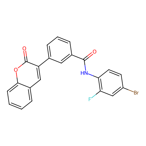 N-(4-bromo-2-fluorophenyl)-3-(2-oxochromen-3-yl)benzamide structure