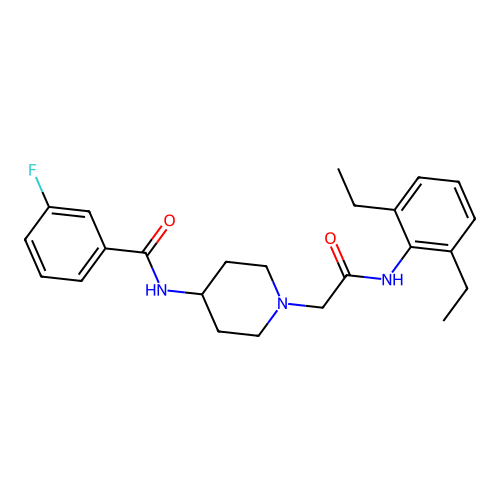 N-(1-(2-((2,6-Diethylphenyl)amino)-2-oxoethyl)-piperidin-4-yl)-3-fluorobenzamide structure