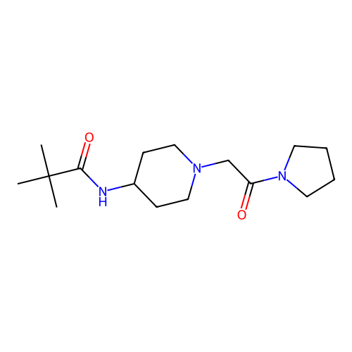 2,2-dimethyl-N-{1-[2-oxo-2-(pyrrolidin-1-yl)ethyl]piperidin-4-yl}propanamide structure