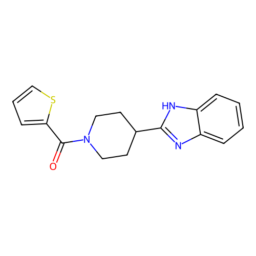 (4-(1H-benzo[d]imidazol-2-yl)piperidin-1-yl)(thiophen-2-yl)methanone structure