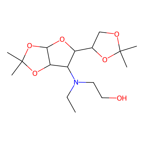 2-[[5-(2,2-dimethyl-1,3-dioxolan-4-yl)-2,2-dimethyl-3a,5,6,6a-tetrahydrofuro[2,3-d][1,3]dioxol-6-yl]-ethylamino]ethanol structure