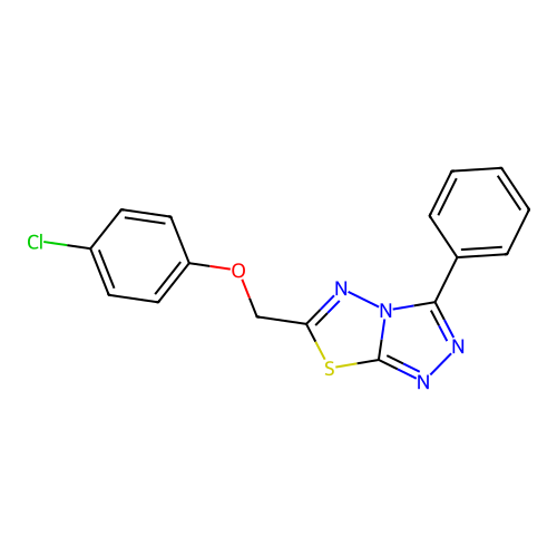 6-[(4-Chlorophenoxy)methyl]-3-phenyl-[1,2,4]triazolo[3,4-b][1,3,4]thiadiazole structure