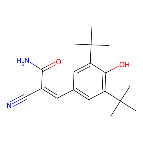 2-Cyano-3-(3,5-ditert-butyl-4-hydroxyphenyl)prop-2-enamide structure