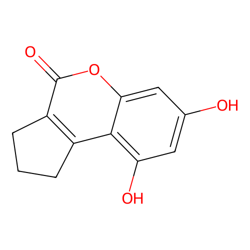 7,9-dihydroxy-2,3-dihydrocyclopenta[c]chromen-4(1H)-one structure