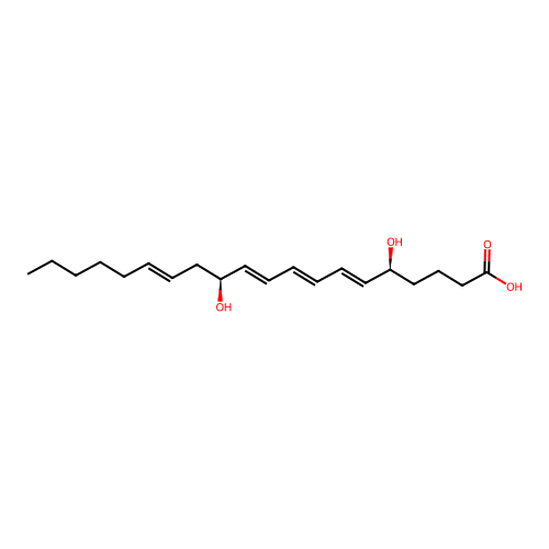 (5S,12S)-5,12-dihydroxyicosa-6,8,10,14-tetraenoic acid structure