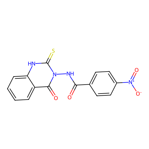 4-nitro-N-(4-oxo-2-sulfanylidene-1H-quinazolin-3-yl)benzamide structure