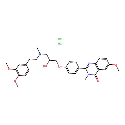 4(3H)-Quinazolinone, 2-(4-(3-((2-(3,4-dimethoxyphenyl)ethyl)methylamino)-2-hydroxypropoxy)phenyl)-6-methoxy-3-methyl-, dihydrochloride structure