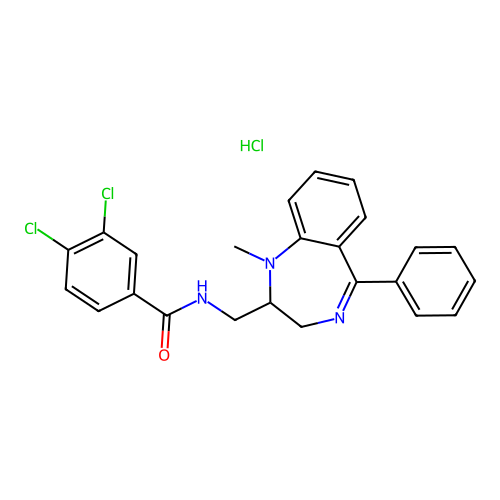 Benzamide, 3,4-dichloro-N-((1-methyl-5-phenyl-2,3-dihydro-1H-1,4-benzodiazepin-2-yl)methyl)-,monohydrochloride structure