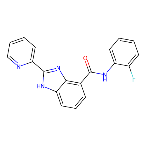N-(2-fluorophenyl)-2-pyridin-2-yl-1H-benzimidazole-4-carboxamide structure