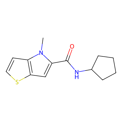 N-cyclopentyl-4-methyl-4H-thieno[3,2-b]pyrrole-5-carboxamide structure