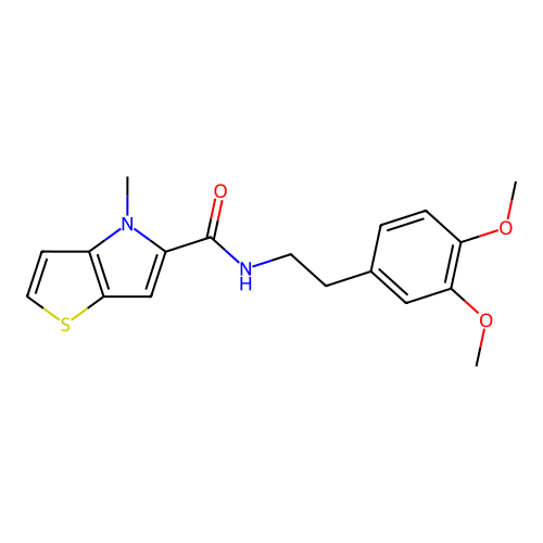 N-[2-(3,4-dimethoxyphenyl)ethyl]-4-methyl-4H-thieno[3,2-b]pyrrole-5-carboxamide structure