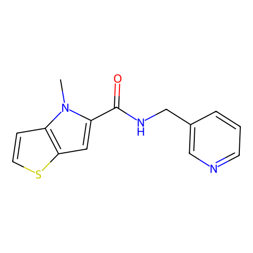 4-methyl-N-(pyridin-3-ylmethyl)-4H-thieno[3,2-b]pyrrole-5-carboxamide structure