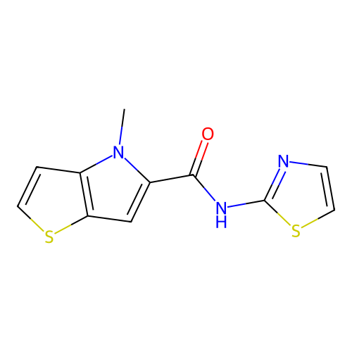4-methyl-N-(thiazol-2-yl)-4H-thieno[3,2-b]pyrrole-5-carboxamide structure