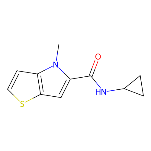N-cyclopropyl-4-methyl-4H-thieno[3,2-b]pyrrole-5-carboxamide structure