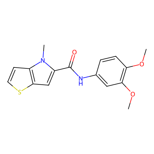 N-(3,4-dimethoxyphenyl)-4-methyl-4H-thieno[3,2-b]pyrrole-5-carboxamide structure