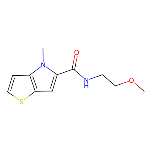 N-(2-methoxyethyl)-4-methyl-4H-thieno[3,2-b]pyrrole-5-carboxamide structure