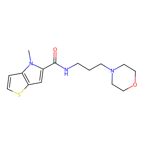4-methyl-N-(3-morpholinopropyl)-4H-thieno[3,2-b]pyrrole-5-carboxamide structure