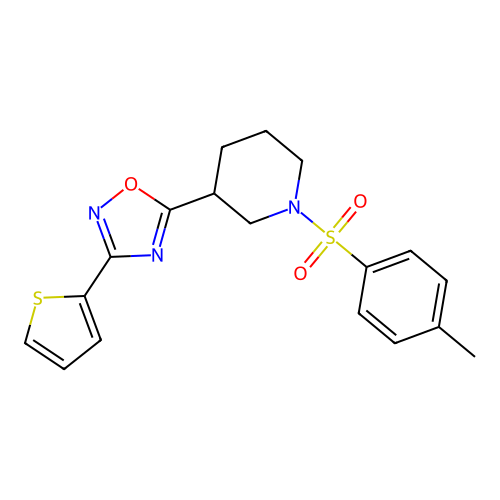 3-(Thiophen-2-yl)-5-(1-tosylpiperidin-3-yl)-1,2,4-oxadiazole structure