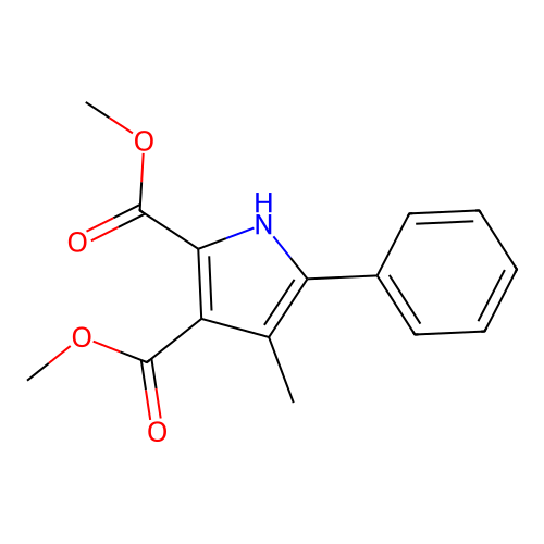 2,3-dimethyl 4-methyl-5-phenyl-1H-pyrrole-2,3-dicarboxylate structure