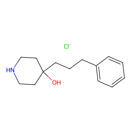 4-Hydroxy-4-(3-phenylpropyl)piperidinium chloride structure