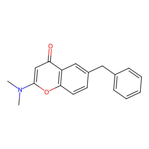 4H-1-Benzopyran-4-one, 2-(dimethylamino)-6-(phenylmethyl)- structure