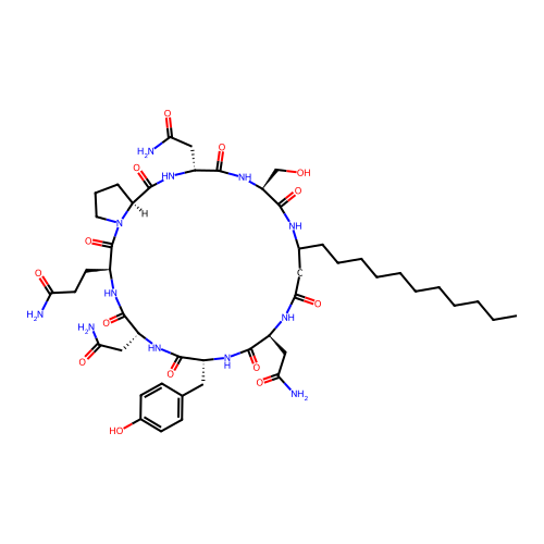 cyclo[D-Asn-Gln-Pro-D-Asn-Ser-bAla(3-undecyl)-Asn-D-Tyr] structure