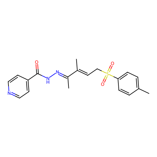 Isonicotinic acid, (1,2-dimethyl-4-(p-tolylsulfonyl)2-butenylidene)hydrazide structure