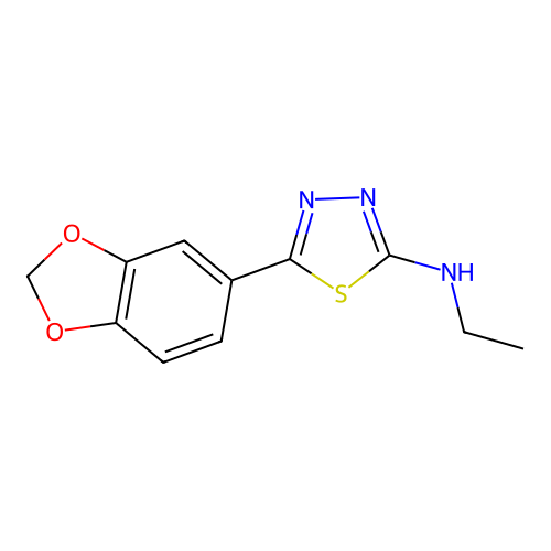 1,3,4-Thiadiazol-2-amine, 5-(1,3-benzodioxol-5-yl)-N-ethyl- structure