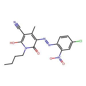 1-Butyl-5-((4-chloro-2-nitrophenyl)azo)-1,2-dihydro-6-hydroxy-4-methyl-2-oxonicotinonitrile structure