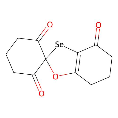 spiro[6,7-dihydro-5H-1,3-benzoxaselenole-2,2'-cyclohexane]-1',3',4-trione structure